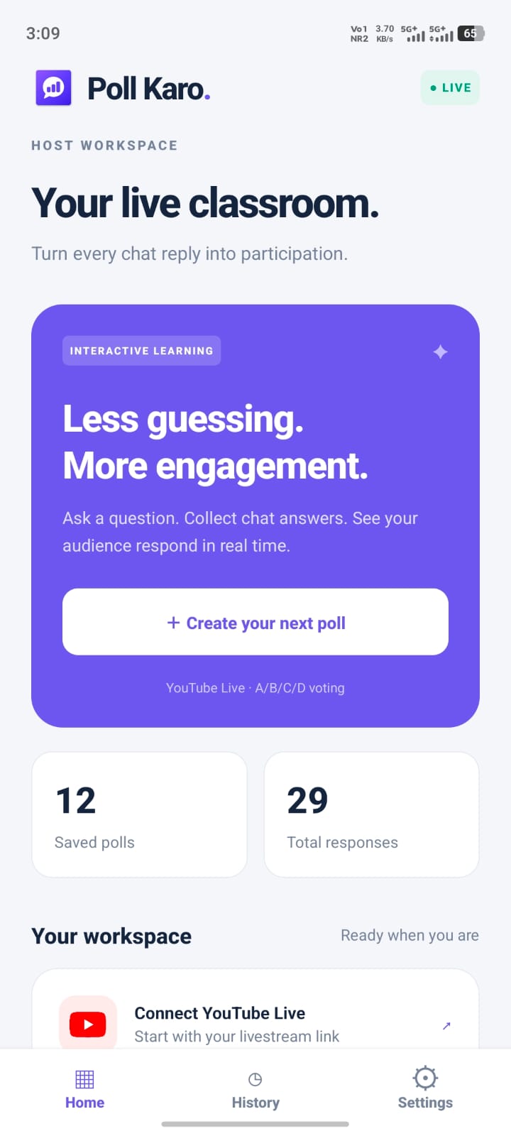 Actual Poll Karo Android app home screen