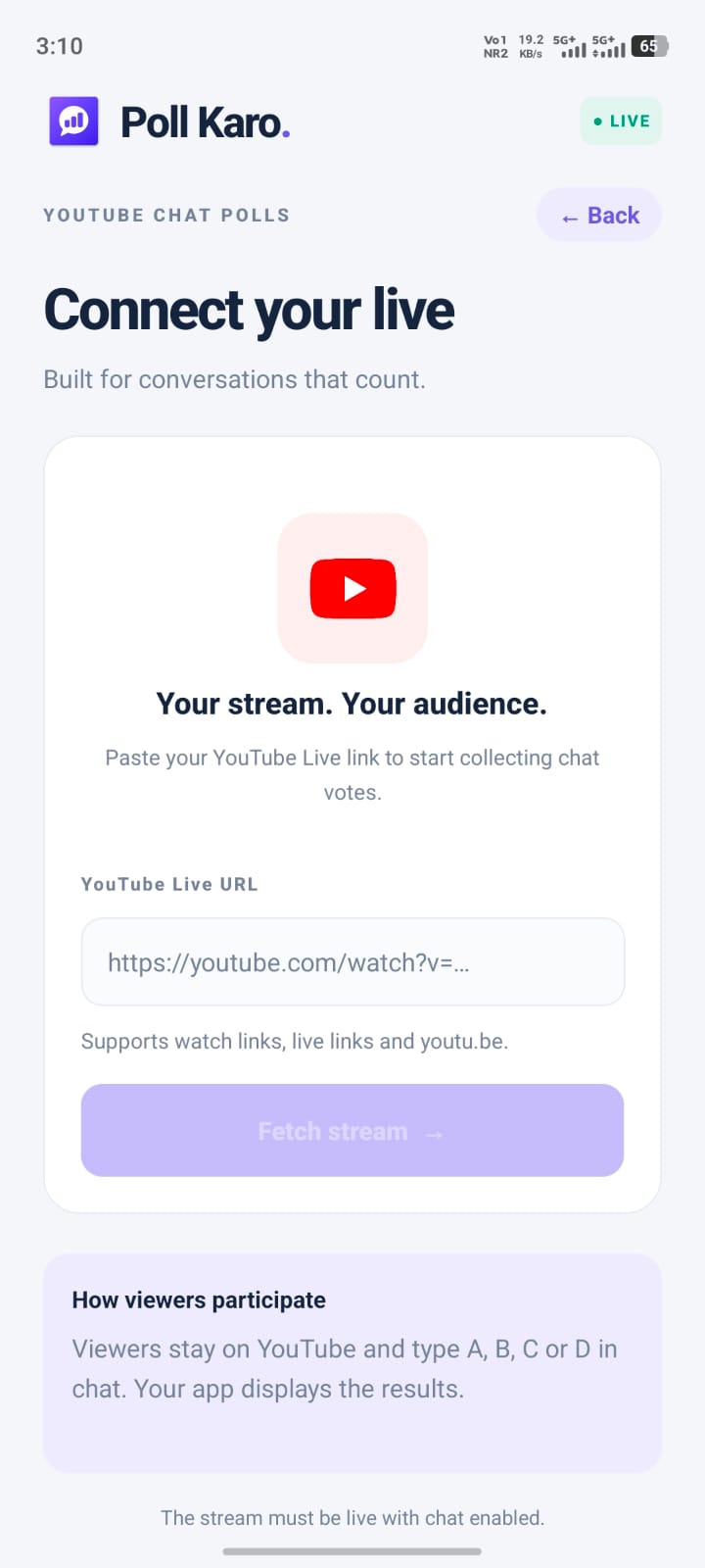 Poll Karo Android app — poll setup